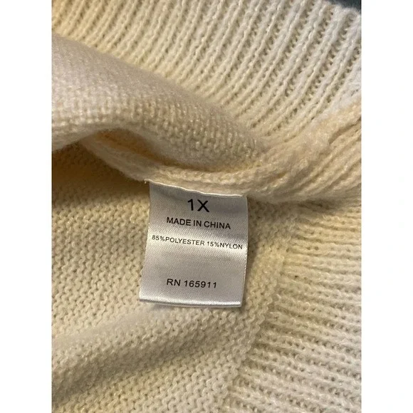 NWT Grace+Karma Love Yourself Knit Sweater Women's Cream 1X - Picture 4 of 11